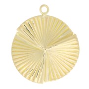 17x15mm Gold filled Round pleated and striated pendant x1|raw }}
