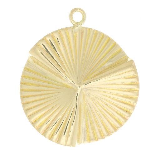 17x15mm Gold filled Round pleated and striated pendant x1