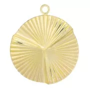17x15mm Gold filled Round pleated and striated pendant x1
