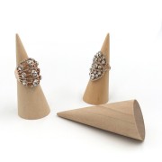 75x30mm Jewellery Display - Cone-shaped wooden ring holder - Natural x1