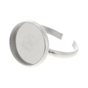 Adjustable thin ring for 12 mm flat bottom cabochon - 316L stainless steel x1