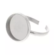 Adjustable thin ring for 12 mm flat bottom cabochon - 316L stainless steel x1