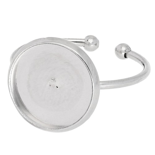 Adjustable thin ring for 12 mm flat bottom cabochon - 304 stainless steel x1