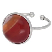 Adjustable thin ring for 12 mm flat bottom cabochon - 304 stainless steel x1