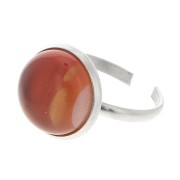 Adjustable thin ring for 12 mm flat bottom cabochon - 316L stainless steel x1