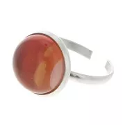 Adjustable thin ring for 12 mm flat bottom cabochon - 316L stainless steel x1