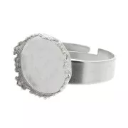 Stainless steel Adjustable ring for 12mm flat back cabochon x1