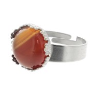 Stainless steel Adjustable ring for 12mm flat back cabochon x1