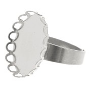 Stainless steel Adjustable ring for 18x13 mm flat back cabochon x1