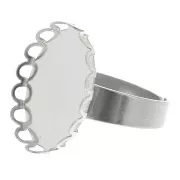 Stainless steel Adjustable ring for 18x13 mm flat back cabochon x1