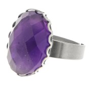 Stainless steel Adjustable ring for 18x13 mm flat back cabochon x1