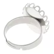 Stainless steel Adjustable ring for 18x13 mm flat back cabochon x1