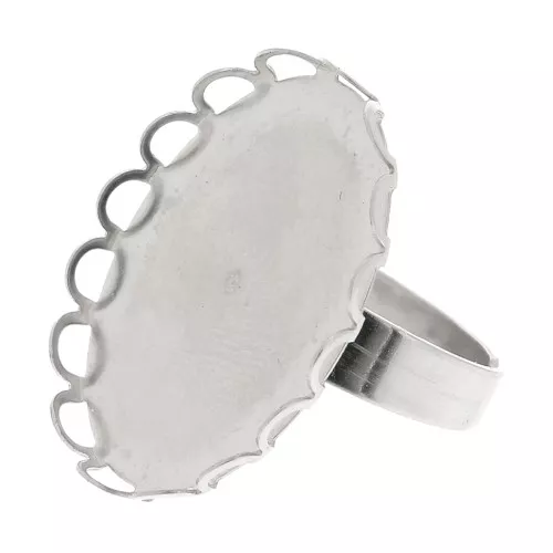 Stainless steel Adjustable ring for 25x18mm flat back cabochon x1