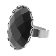 Stainless steel Adjustable ring for 25x18mm flat back cabochon x1