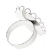 Stainless steel Adjustable ring for 25x18mm flat back cabochon x1