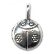 Ladybird charms 13mm Old silver tone x5