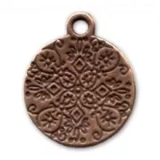 Round charm 18mm Old copper tone x1