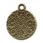 Round charm 18mm Bronze tone x1