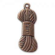 Wool ball charm 31mm Old copper tone x1