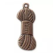 Wool ball charm 31mm Old copper tone x1