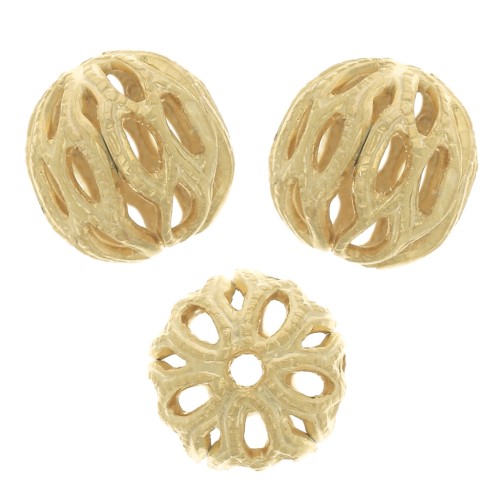 6mm Round filigree beads - Fine Gold plated x10
