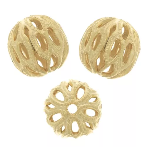 6mm Round filigree beads - Fine Gold plated x10