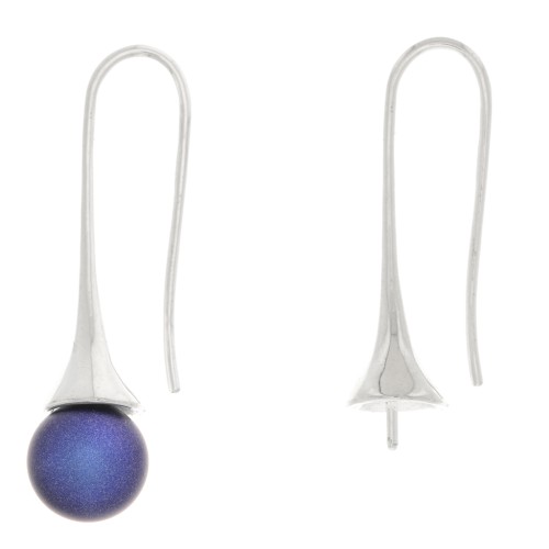 Earwires for 8mm half-drilled beads - Silver Tone x2