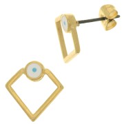 13mm Rhombus & epoxy eye earstuds - Fine gold plated x2