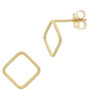 10mm Gold filled Hollow rhombus earstuds x2|raw }}