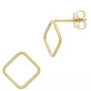 10mm Gold filled Hollow rhombus earstuds x2