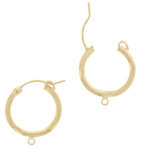 19 mm hoop earrings with open ring - 2.3 mm wire - Gold filled x2