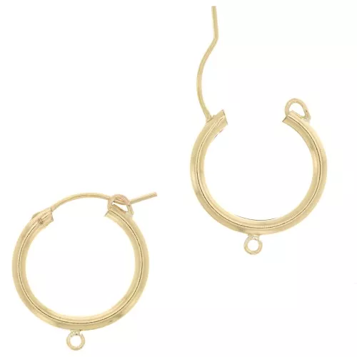 19 mm hoop earrings with open ring - 2.3 mm wire - Gold filled x2