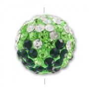 Plasticine round bead strass 12mm Crystal/Peridot/Emerald x1
