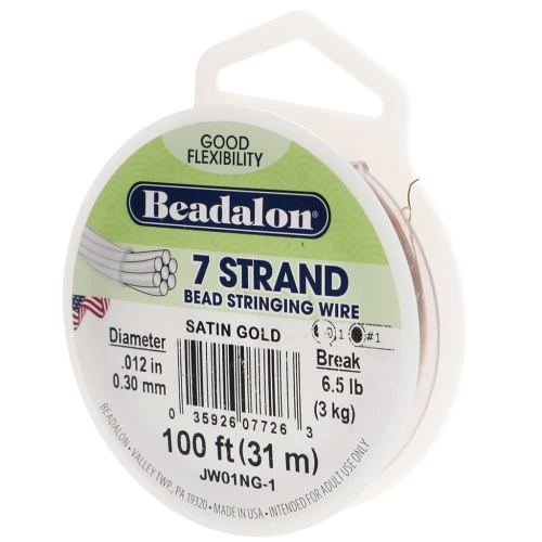 Beading wire 7 strands 0.30mm Satin Gold x31 m