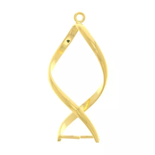34x15mm Swirl Pendants for 10 mm beads - Fine Gold plated x2