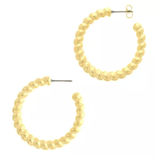 35mm Twisted Rope effect hoop earrings - Fine Gold plated x2