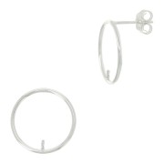 15mm 925 Sterling Silver earstuds for half-drilled bead or stone x2