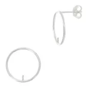 15mm 925 Sterling Silver earstuds for half-drilled bead or stone x2