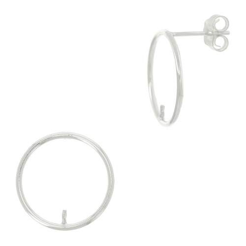 15mm 925 Sterling Silver earstuds for half-drilled bead or stone x2