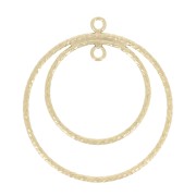 27.5x25mm Gold Filled Round diamond effect pendant double rings x1|raw }}