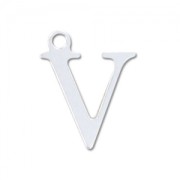 V letter Sterling silver charm 15mm x1|raw }}