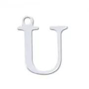 U letter Sterling silver charm 15mm x1