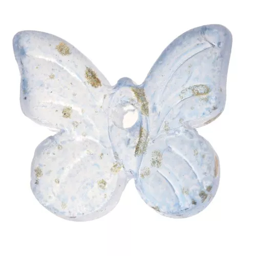 9.5x11mm Butterfly beads - Light Blue - Gold x4