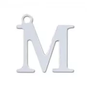 M letter Sterling silver charm 15mm x1