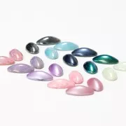 20x10mm oval glass cabochon Athos 3D by Puca - Opaque Light Green Ceramic Loo