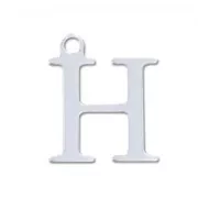 H letter Sterling silver charm 15mm x1