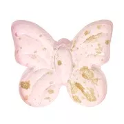 9.5x11mm Butterfly beads - Light Pink - Gold x4
