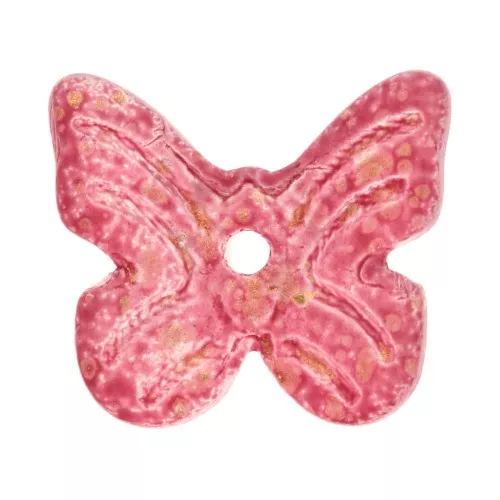 9.5x11mm Butterfly beads - Red - Gold x4