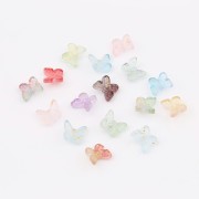 9.5x11mm Butterfly beads - Red - Gold x4