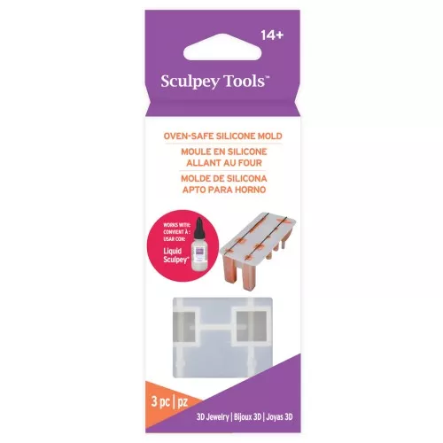 Oven-safe Sculpey silicon Mold - 6 geometric shapes to make 3D jewellery x1